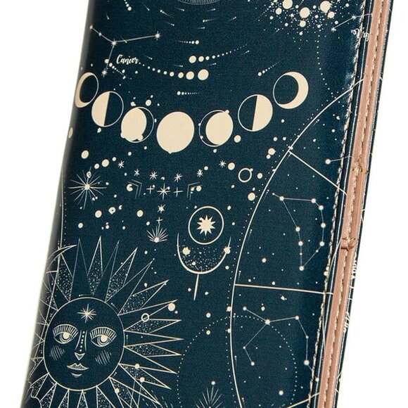 Slim Leather Wallet Women RFID Blocking Bifold Clutch Zodiac Signs - Picture 1 of 7